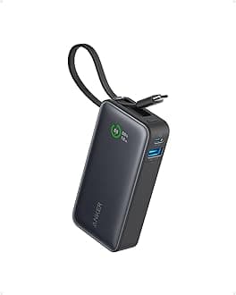 Anker Nano Power Bank, 10,000mAh Portable Charger with Built-In USB-C Cable, 30W Max Output, for iPhone 17/16 Series, MacBook, AirPods, and More