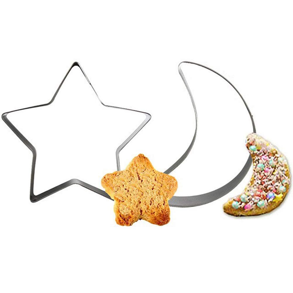 TableRe 2 Pieces Ramadan Star Moon Cookies Cutter Mold Eid Mubarak Ramadan Islamic Cake Decor,New