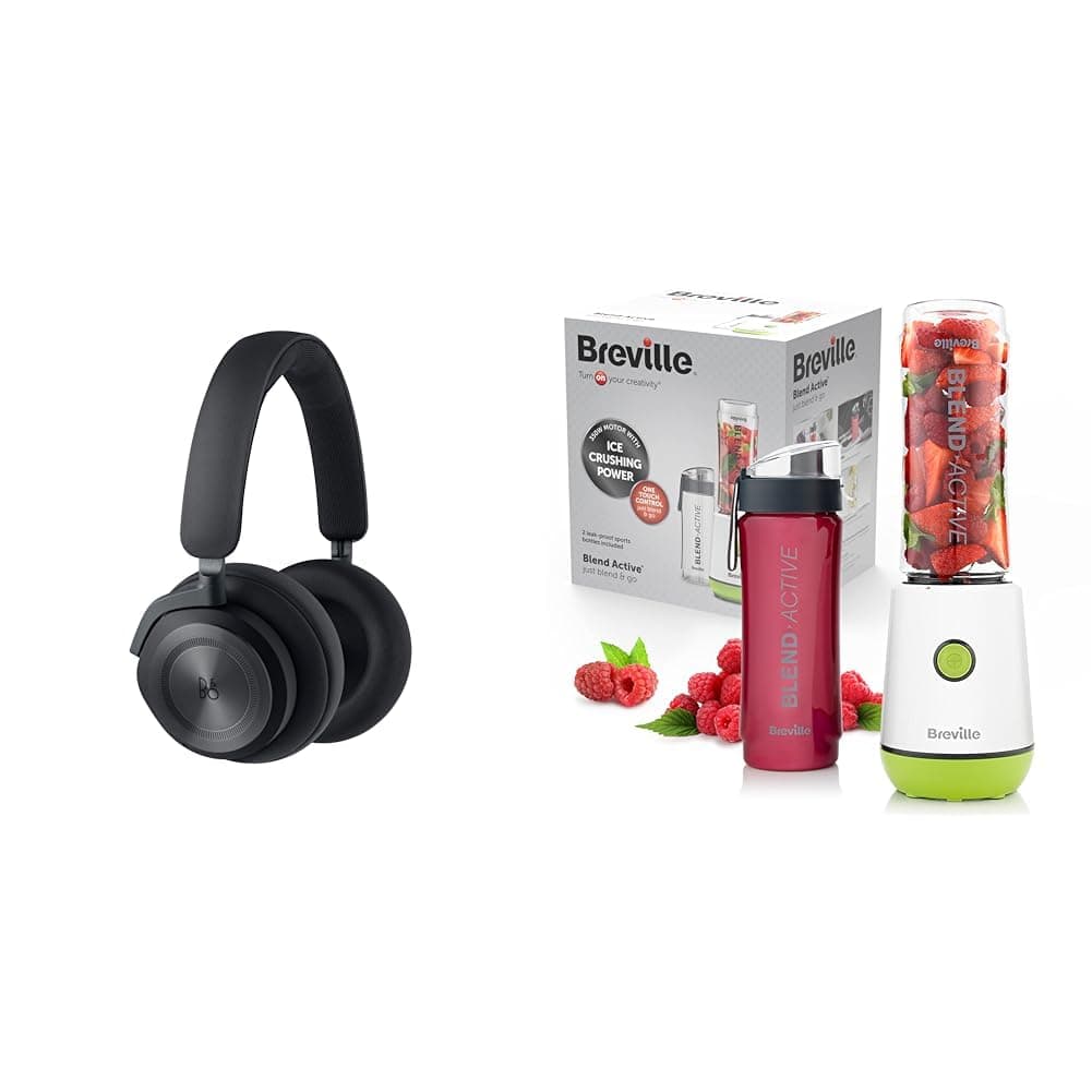 Bang & Olufsen Beoplay HX - Wireless Bluetooth Over-Ear Active Noise Cancelling Headphones & Breville Blend Active Personal Blender & Smoothie Maker | 350W | 2 Portable Blend Active Bottles