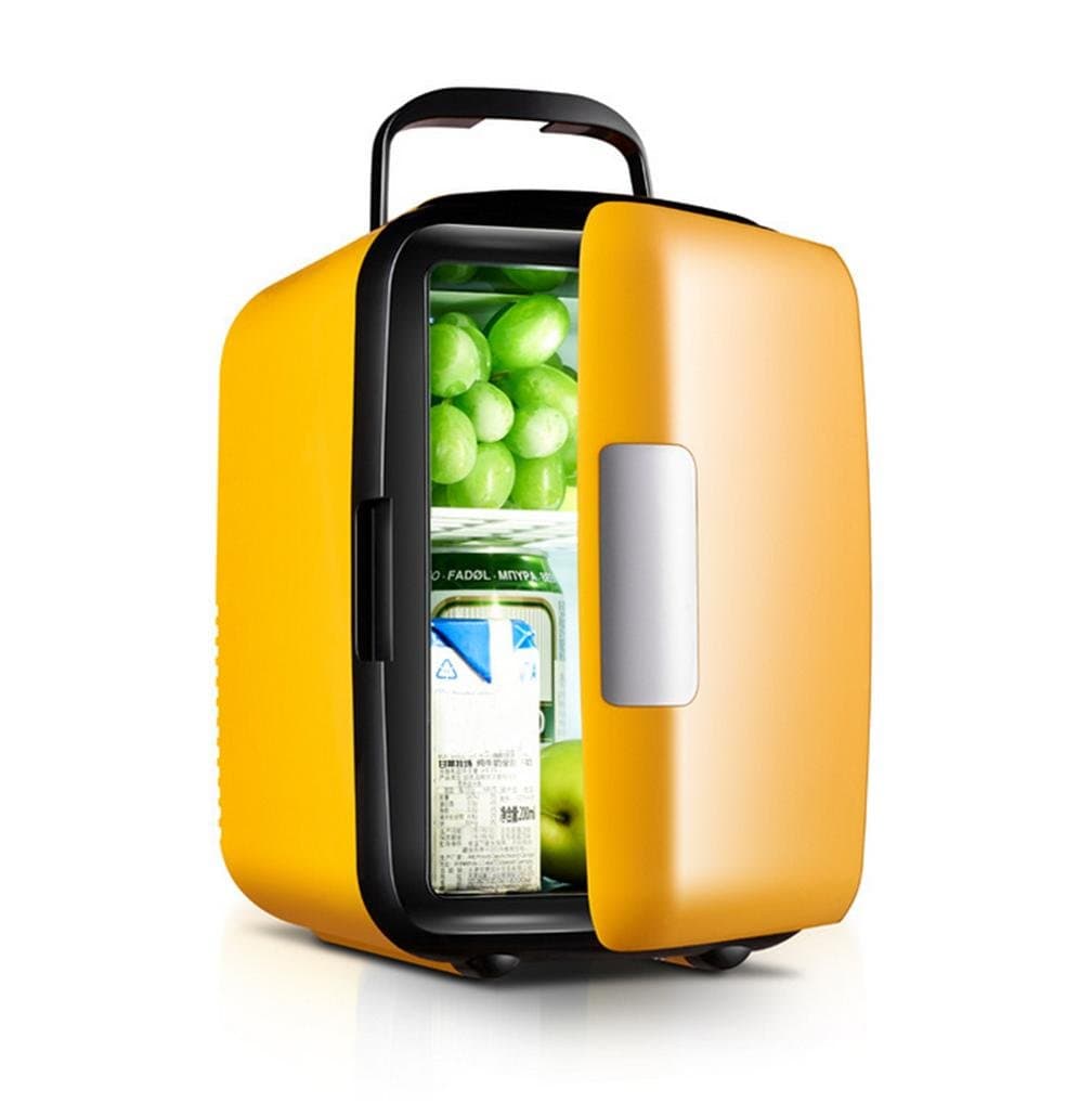 A Freezer HL 4L Car Refrigerator Mini Home Small Refrigerator Car Dual-Use Refrigerator, Yellow,yellow