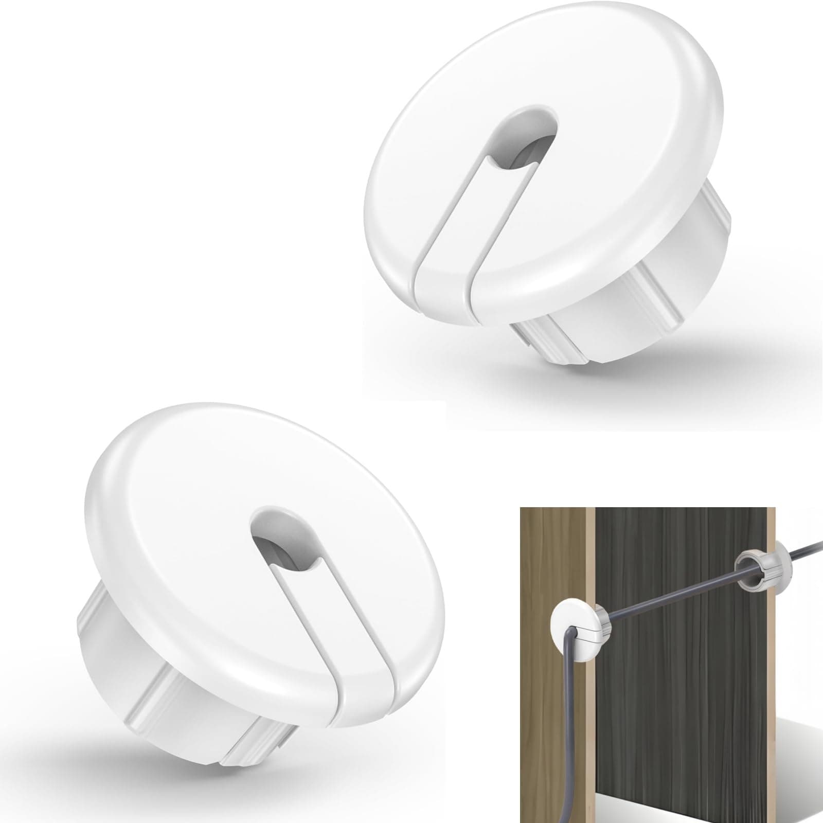 Wall Bushing for Starlink Dishy Ethernet Cable, 1-Inch Wall Grommets for Starlink Cable, Feed-Through Cable Bushings for Starlink Cable Grommet and Furniture Wire Holes (2 Pack, White)