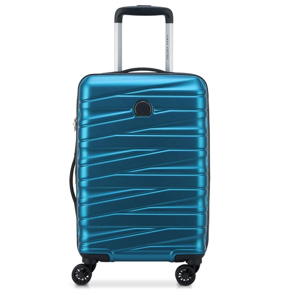 - Tiphanie 55 cms Small Cabin Polycarbonate Hardsided 8 Wheels Spinner and Expandable Luggage/Suitcase/Trolley Bag for Travel with TSA Lock- Blue