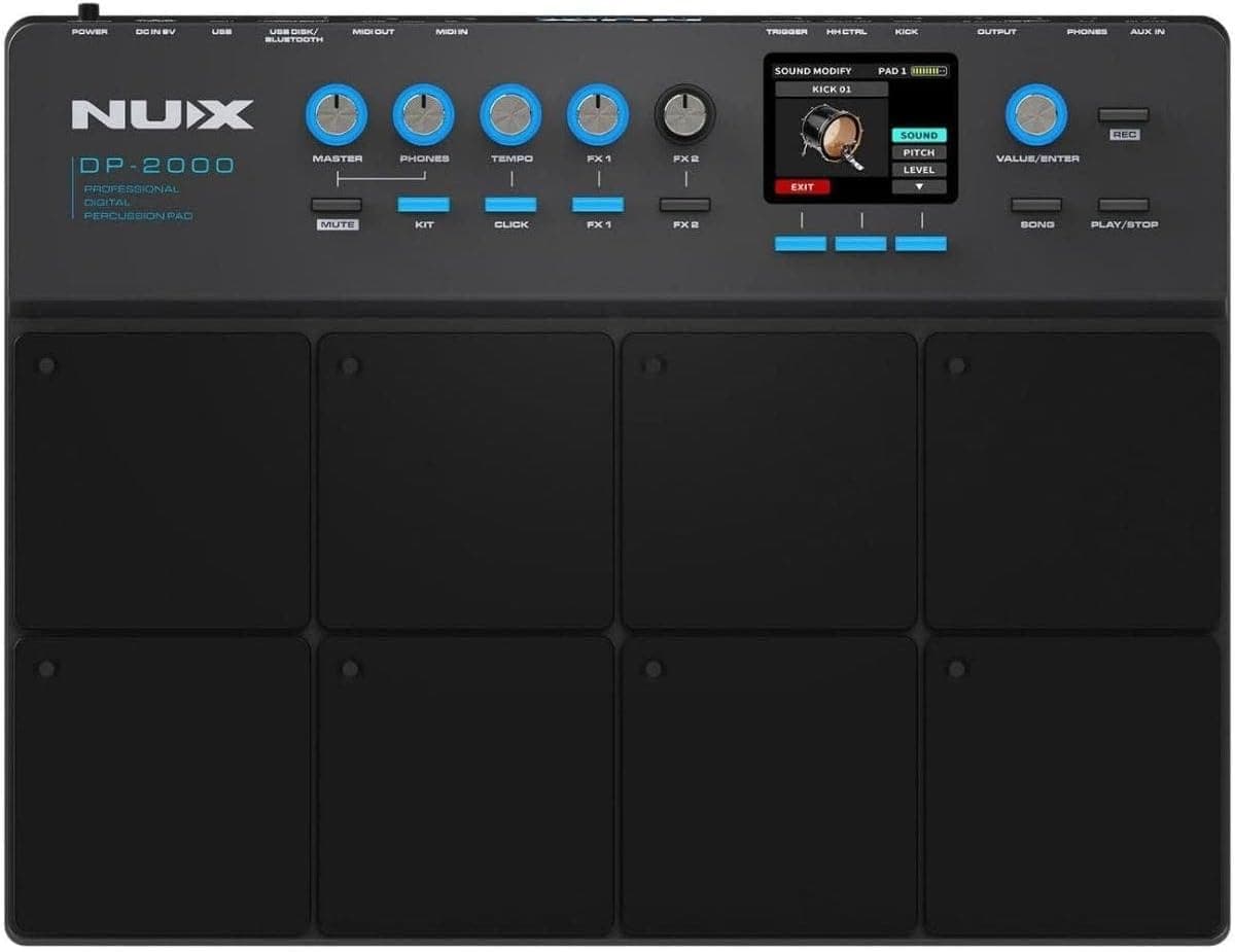 NUX DP-2000 8-Velocity Sensitive Independent Strike Percussion Pad with LED Lights, Digital Percussion Pad with UI Interactive Interface, Six On-Board Effects, Wavimport Function