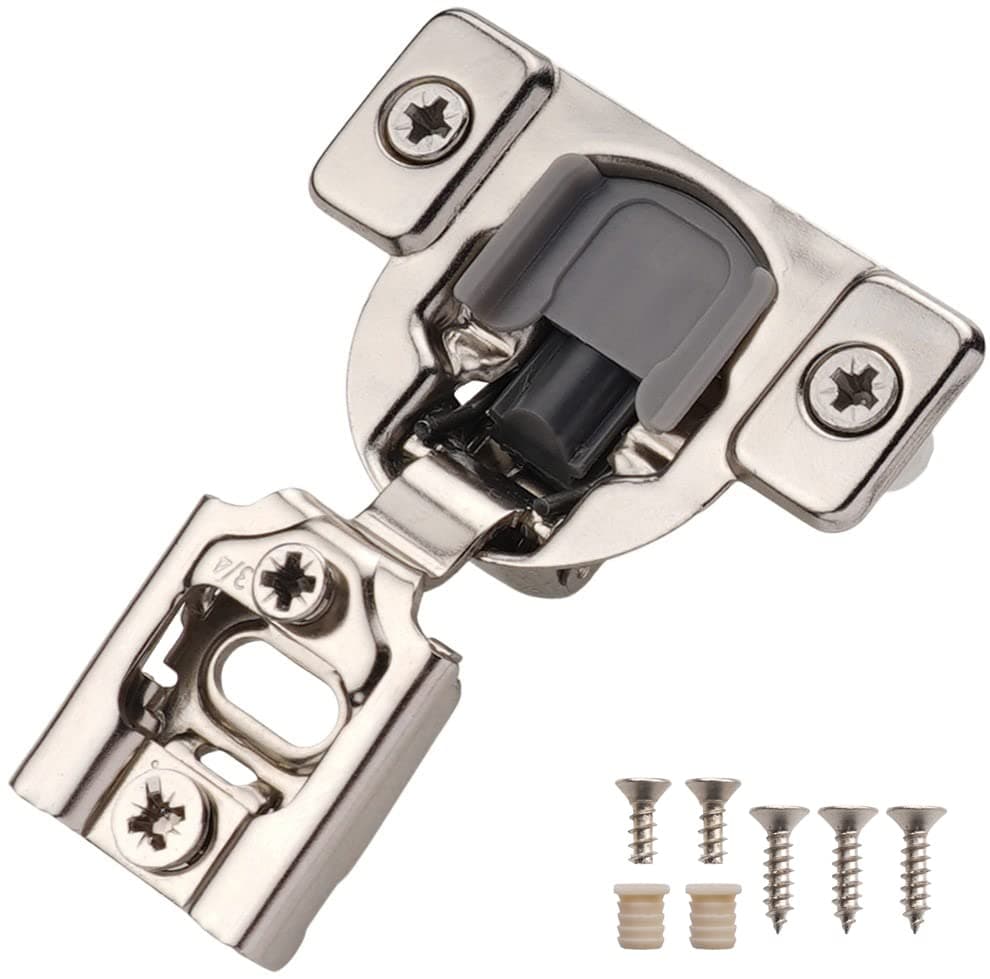 DecoBasics 100 Pack 3/4" Overlay Soft Close Cabinet Hinges for Kitchen Cabinets -Satin Nickel Self Closing Kitchen Cabinet Hinges Concealed with Built-in Soft Close Hinges Damper -3 Way Adjustability