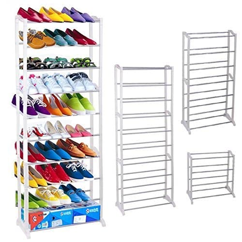4/7/10 Tier Classics DIY Free Standing Shoe Racks, 30 -Pair Space-saving Shoe Tower Organizer Shelf