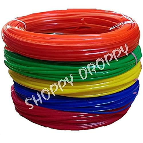 Plastic Broom Wire for Craft Work, Basket/Flower Vases Making (80 m Each, Red, Blue, Green, Yellow, Orange) - Pack of 5 Colours