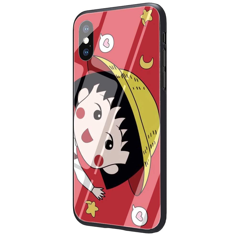Chibi Maruko Tempered Glass Phone Case Cover for iPhone X Xs Max XR 8 7 6 6S Plus (G7,for iPhone 7 8)