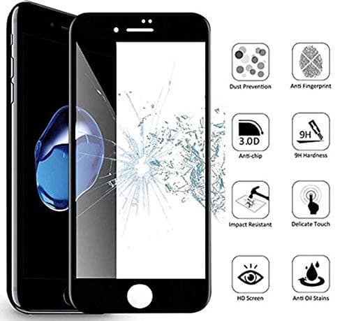 Screen Protector for iPhone 7plus iPhone 8plus - [2-Pack] 6D Curved All-Inclusive Tempered Glass Screen Protector for iPhone 7plus iPhone 8plus(5.5'')-Black