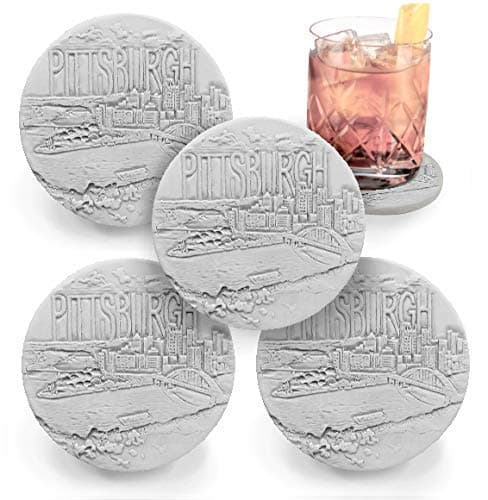 Pittsburgh Absorbent Drink Coaster set - Handmade by McCarter Coasters - 4.25 inch (4pc)