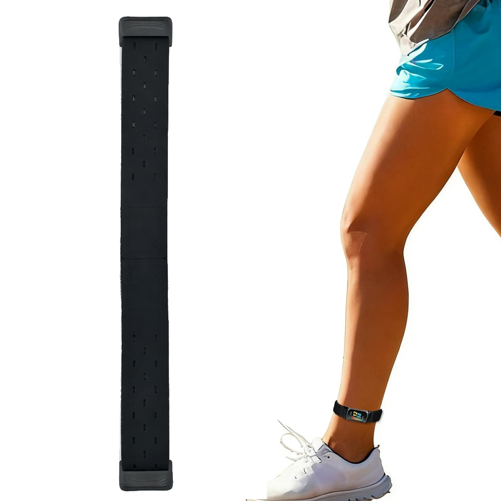 Breathable Hook and Loop Ankle Band Compatible with Fitbit Charge 6/5 Fitness Tracker, Sport Ankle Strap for Men and Women