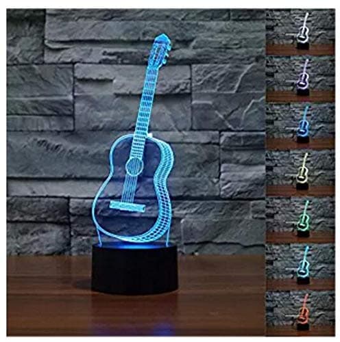 SUPERIORVZND 3D Ukulele Guitar Night Light Remote Control Power Touch Switch Table Desk Optical Illusion Lamps 16 Color Changing Lights Home Decoration Xmas Birthday Gift