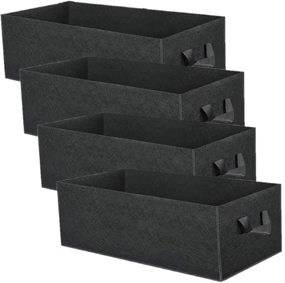 LATERN 4Pcs 8 Gallons Plant Growing Bags, Rectangular Nonwoven Fabric Breathable Grow Bags Heavy Duty Thickened Root Aeration Garden Pots Container with Straps Handles, for Flowers Vegetables