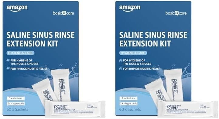 Amazon Basic CareSaline Sinus Rinse Extension Kit, 60 Count (Pack of 2)