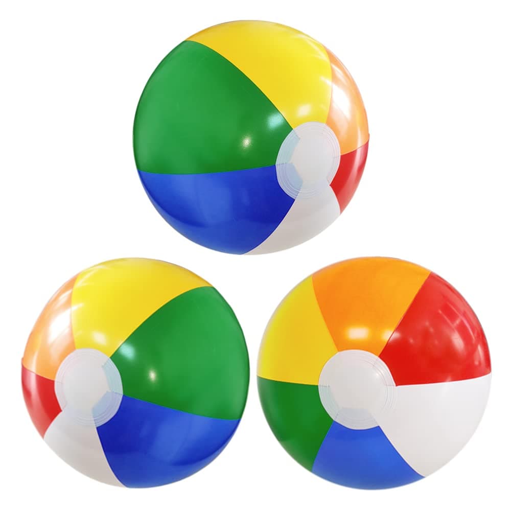 16'' Beach Balls for Kids - 3 Pack Beach Ball Bulk Inflatable Pool Beach Balls Bulk Hawaiian Tropical Theme Party Decorations Favors Supplies