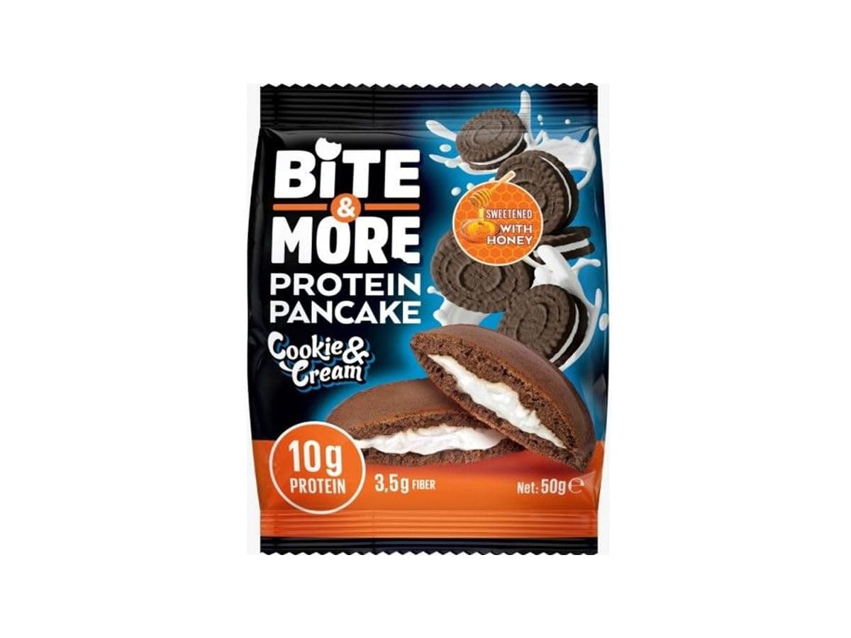 BITE&MOREBite & More Protein Pancake - Cookie & Cream - Sweetened with Honey - 10g Protein - 3g Fiber - 12 x 50g