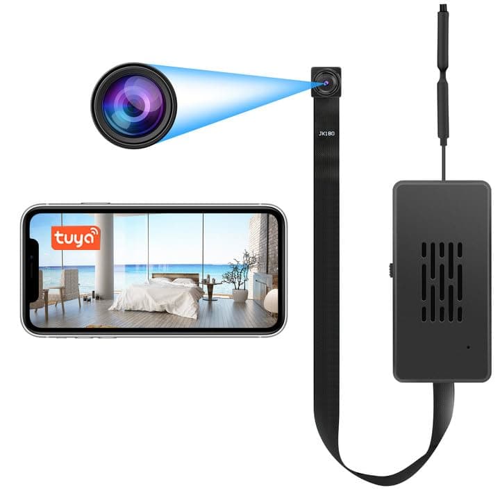 WIFI Mini Wireless Camera, Rechargeable 4K 1080P Tuya Smart App 2.4Ghz Compatible Wide Angle, Real-time Viewing 24H Continuous Video Motion Detection Alarm,Office Home Camera