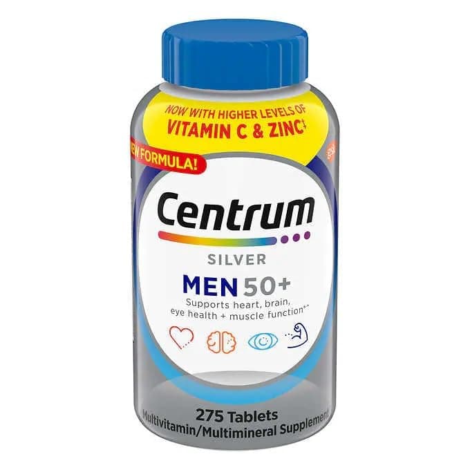 Centrums Silver Men 50+ Multivitamin, 275 Tablets Bundle - Adult Multi & Letter Vitamins Herbals & Dietary Supplements for Health