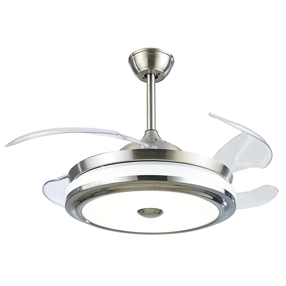 42'' Ceiling Fan Light LED Integration Three-Color Light with Remote Control Speed Adjustment ABS Invisible Blade for Living Room Bedroom Restaurant (42-2)