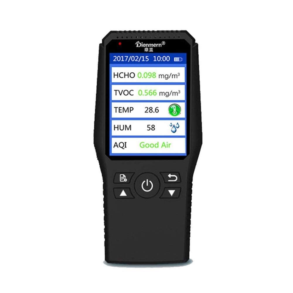 Multi Testers Indoor Air Quality Detector Accurate Testing Formaldehyde(HCHO) Monitor with TEMP/HUM/AQI/TVOC Test Handheld Air Quality Meter for Car Outdoor Detection