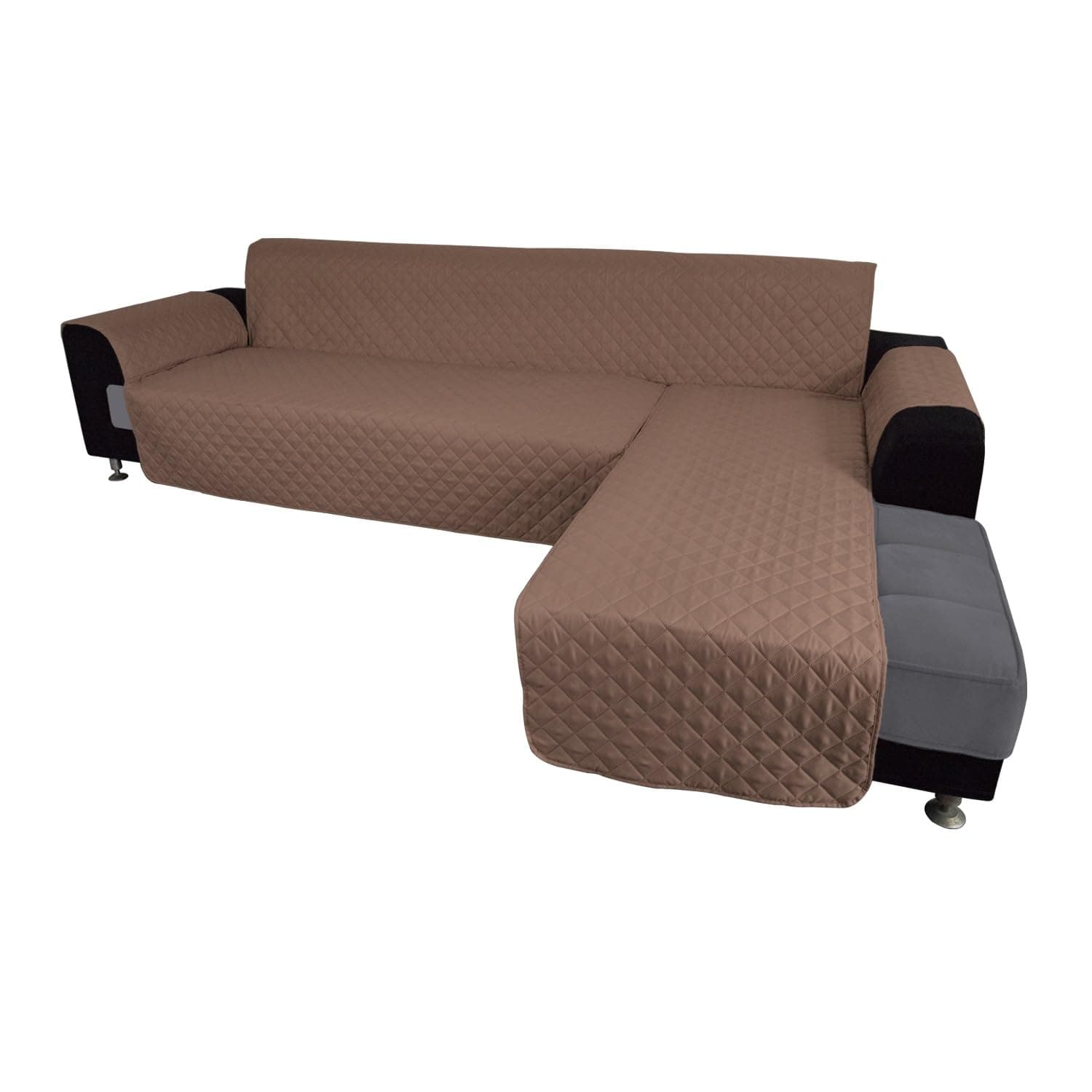 Easy-Going Sofa Slipcover L Shape Sofa Cover Sectional Couch Cover Chaise Slip Cover Reversible Sofa Cover Furniture Protector Cover for Pets Kids Children Dog Cat (Large,Brown/Brown)