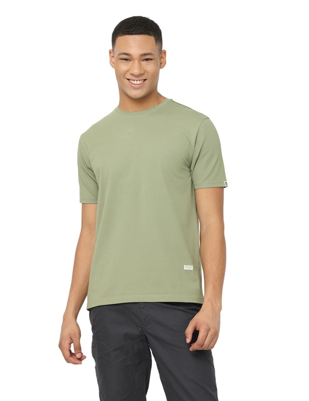 Nektar Olive Ultra Soft Micro Pique 4 Way Stretch Solid Crew Neck Outdoor Tshirt
