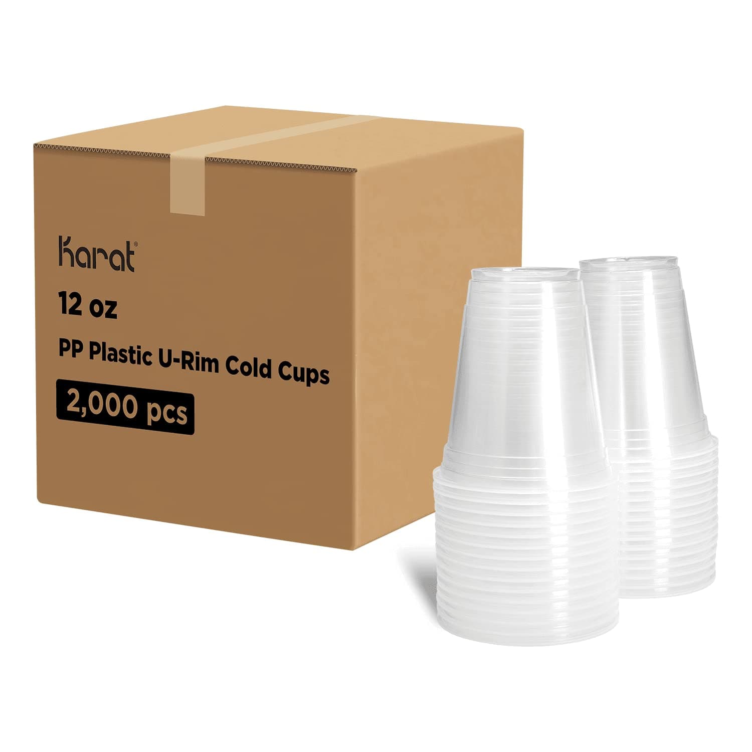 Karat [12oz - 2,000 ct] 95mm Translucent PP Plastic U-Rim Disposable Cups, Designed for Sealing Films (C1010)