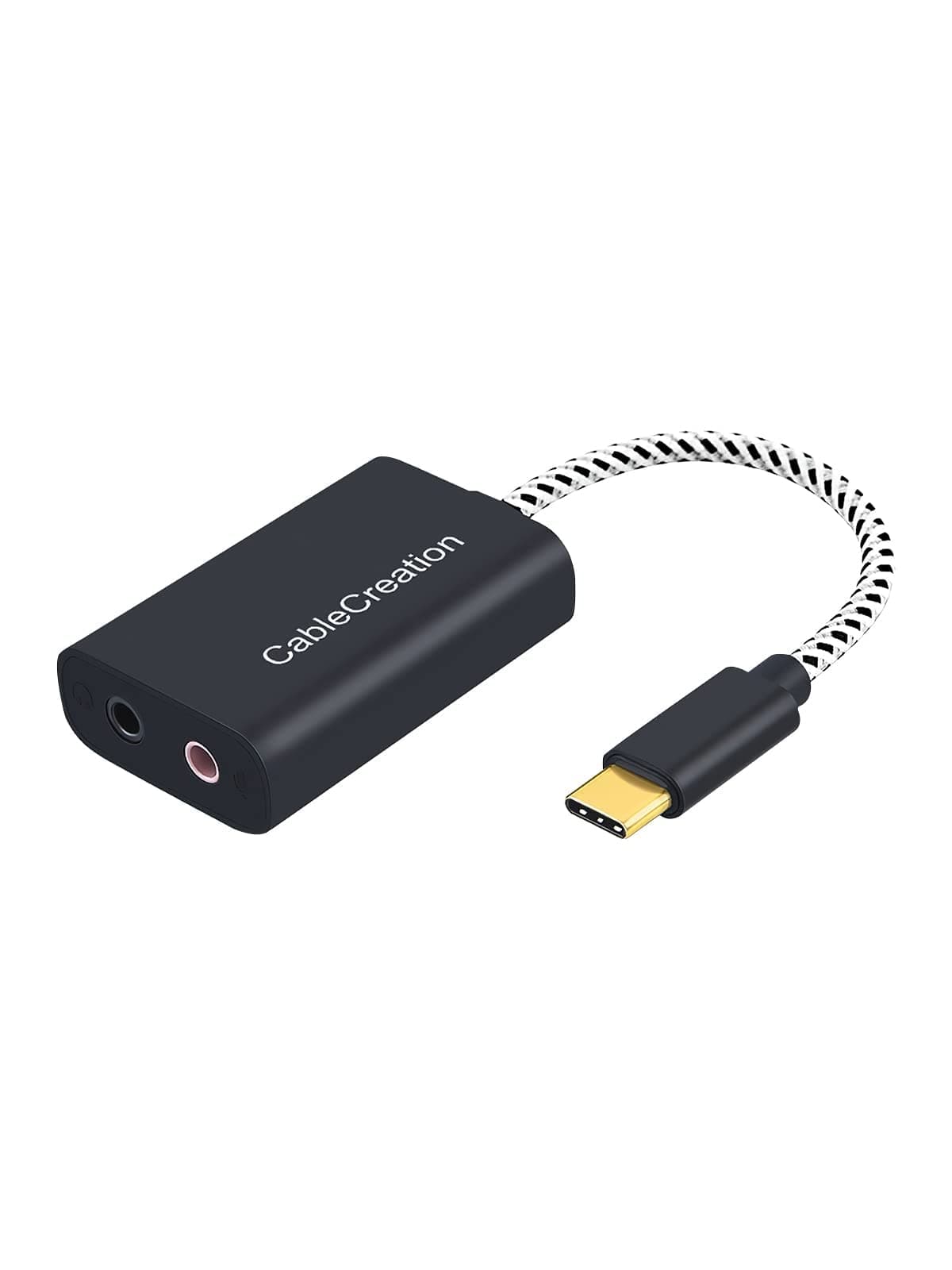 Type C Microphone Adapter, CableCreation Type C External Sound Card USB C 3.5mm Audio Mini Jack Earphone/Headphone Connector Perfect for Windows, MacBook Pro, iPad Pro 2020, S20, S21 Ultra, iPhone 15, iPhone 15Pro Max, and More - Black