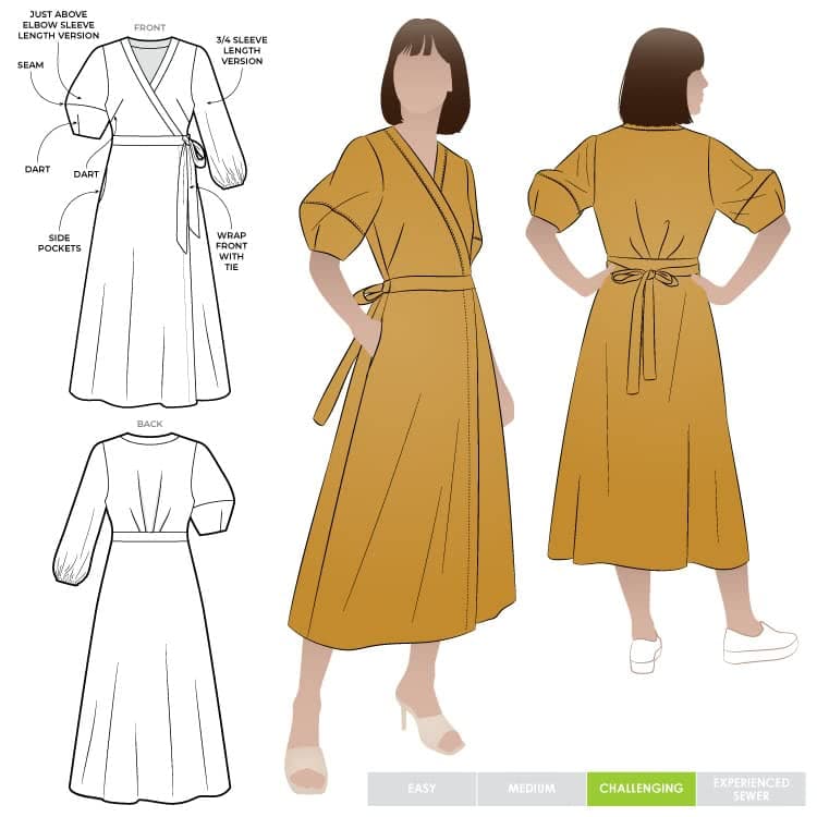 Style Arc Sewing Pattern - Millicent Wrap Dress (Sizes 18-30)