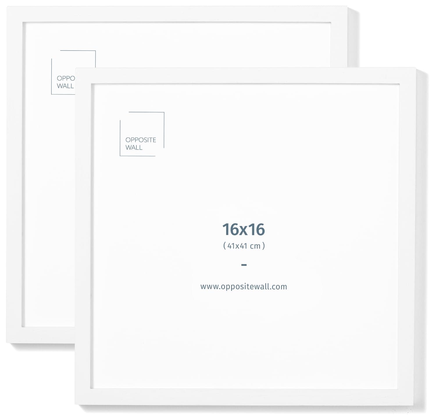 16x16 in - White Solid Oak Wood Picture Frame - Lightweight, Versatile & Shatterproof - Wall Hanging Poster or Photo Frame - Wall Decor for Office, Gallery & Home - 2 Pack