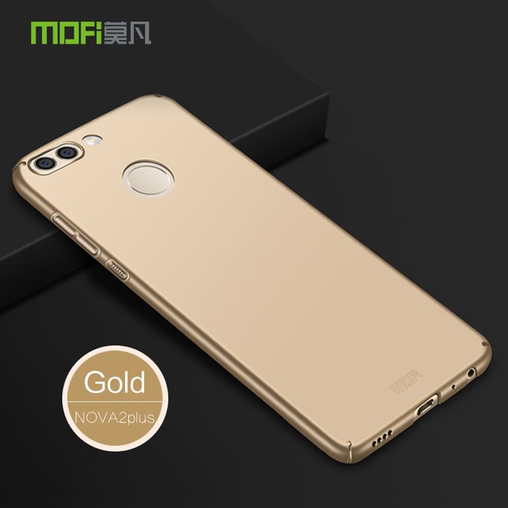 Dabiaoge Huawei Nova 2 Plus Case,Ultra-Thin Hard PC Nova 2 Plus Cover with [Tempered Glass Screen Protector],Simple Stylish Fully Protective Matt [Anti-Fingerprint] for Huawei Nova 2 Plus - Gold