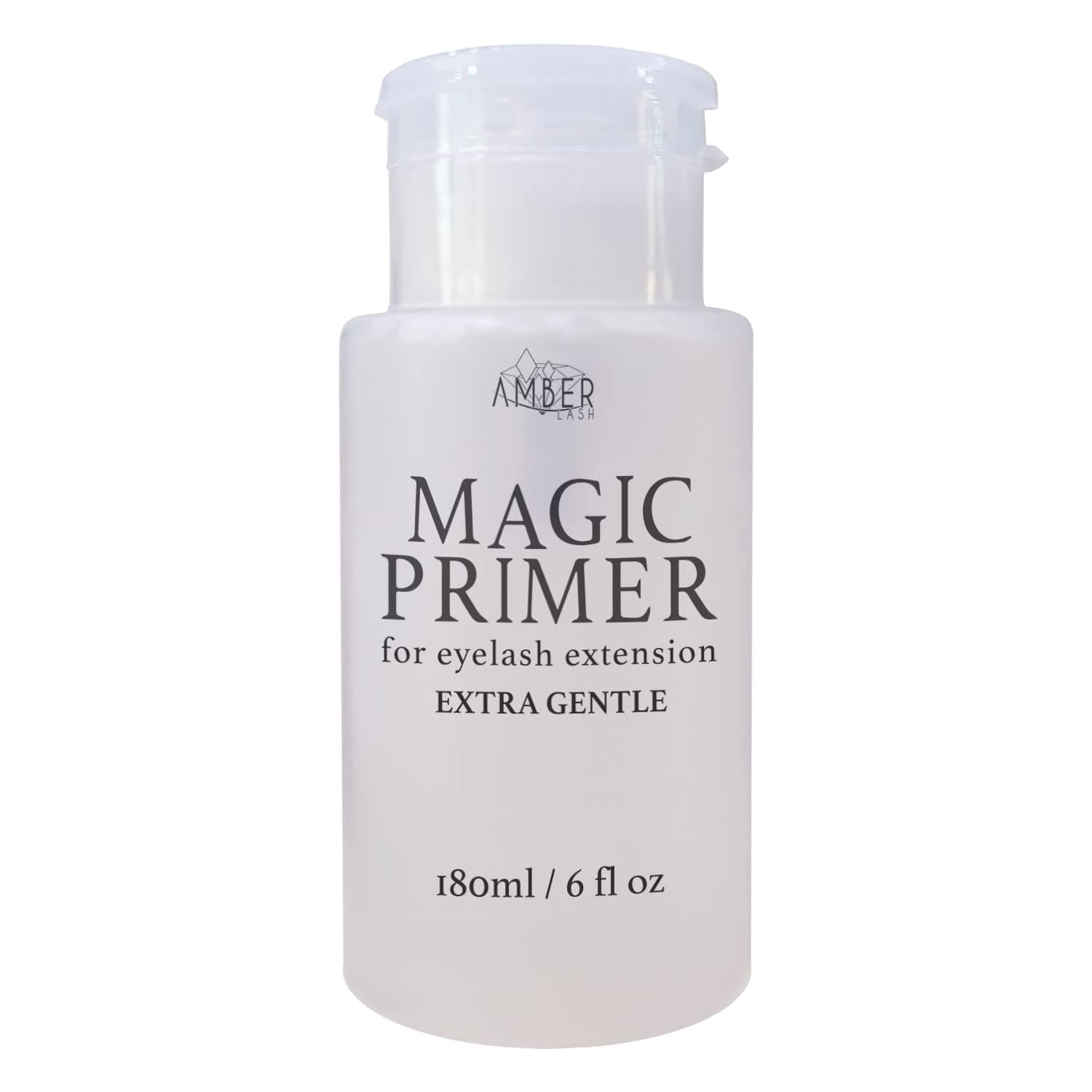Amber Lash Magic Primer (6.0 fl.oz/180ml) Super Gentle Eyelash Extension Primer to Increases Adhesive Strength and Bonding Retention on Natural Lashes, Remove Makeup Residue, Oil, and dust from lashes