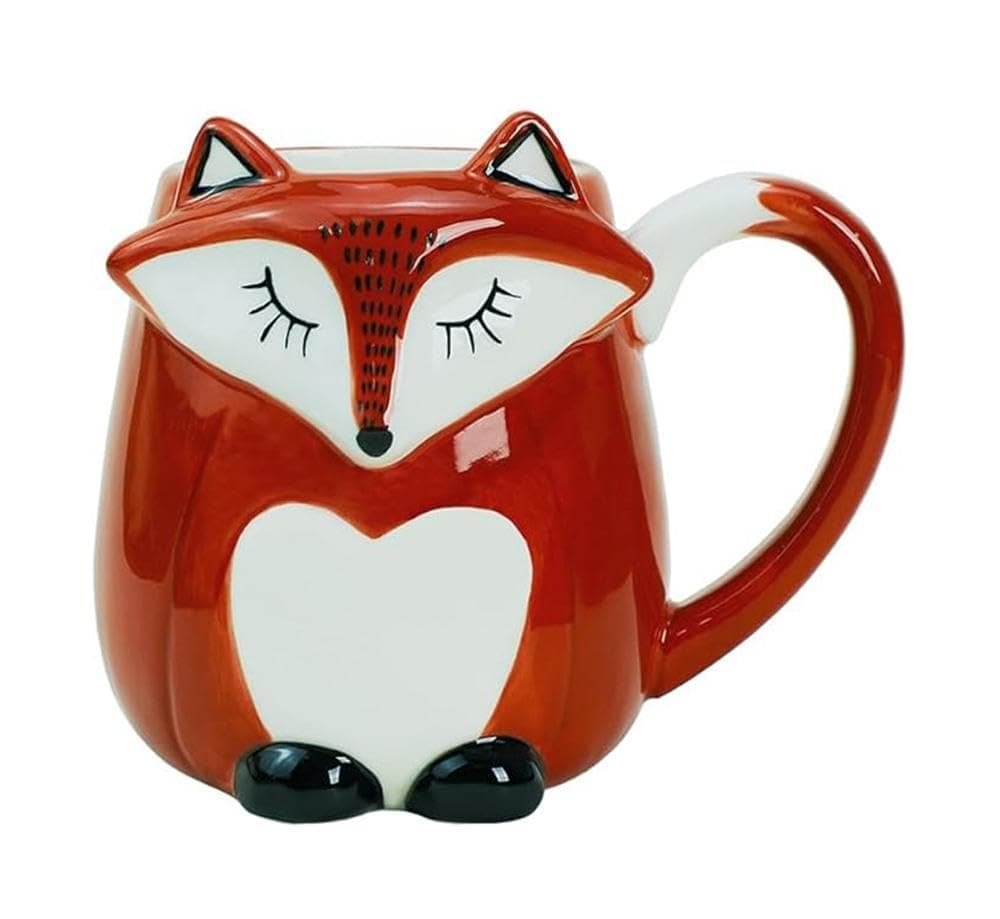 3d Ceramic Fox Relief Hand Painted Coffee Mug Milk Cup with Handle