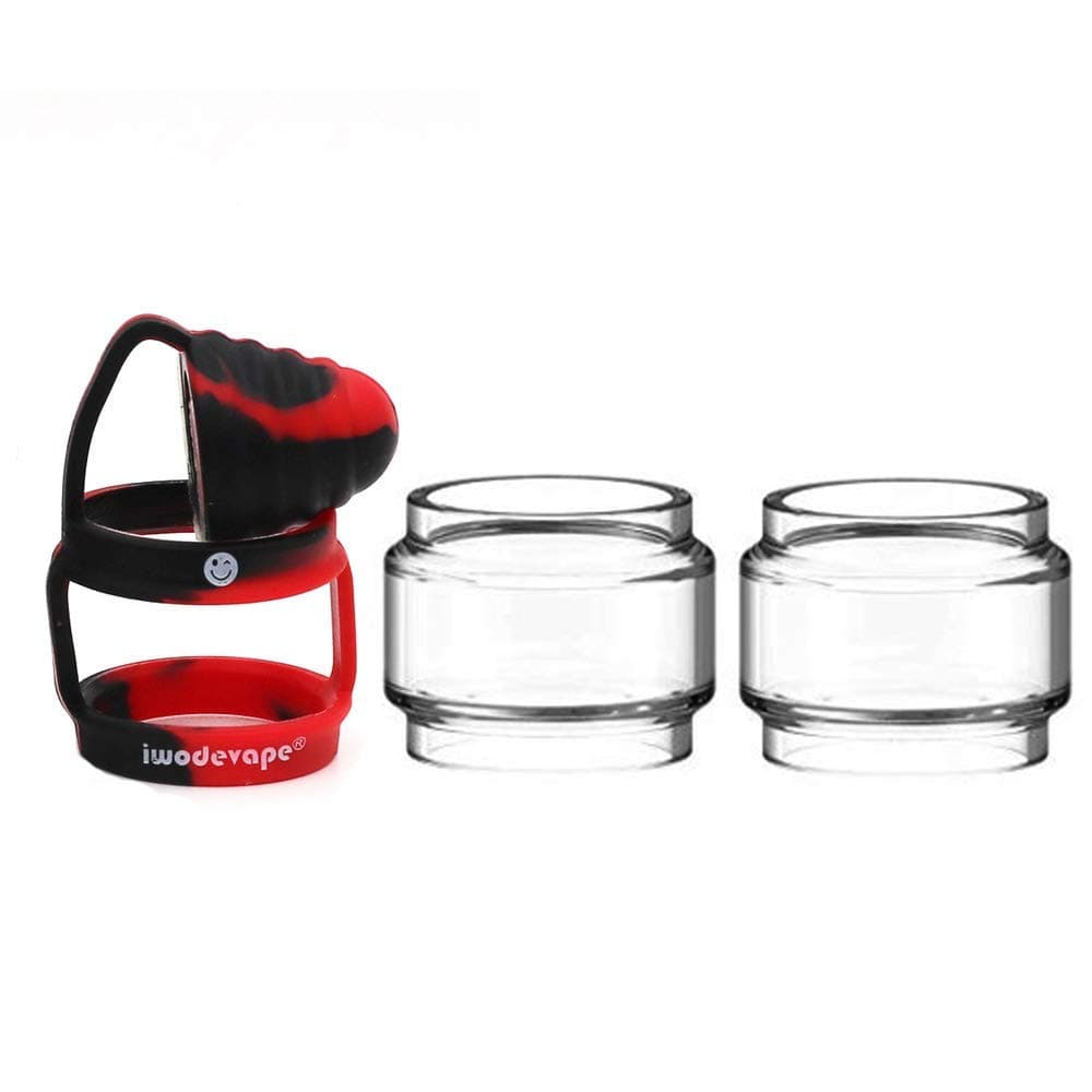 RUILUL 3PCS Silicone Replacement Protective Case Skin for Stick V9 Max Fat Glass Tank Rainbow Clear (2 Clear Tank+Vape Band(Black Red))