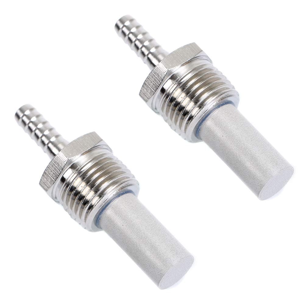 Joywayus 2pcs 0.5 Micron Home Brew Aeration Stone Inline Oxygenation Stainless Steel Diffusion Stone 1/2" NPT Carbonation Stone 1/4" Barb
