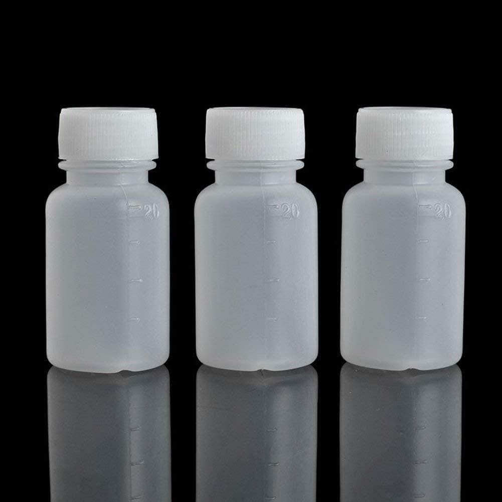IZZONIPE Plastic Empty Small Mouth Graduated Lab Chemical Container Reagent Bottle Sample Sealing Liquid Medicine Bottle (100PCS 20ml)