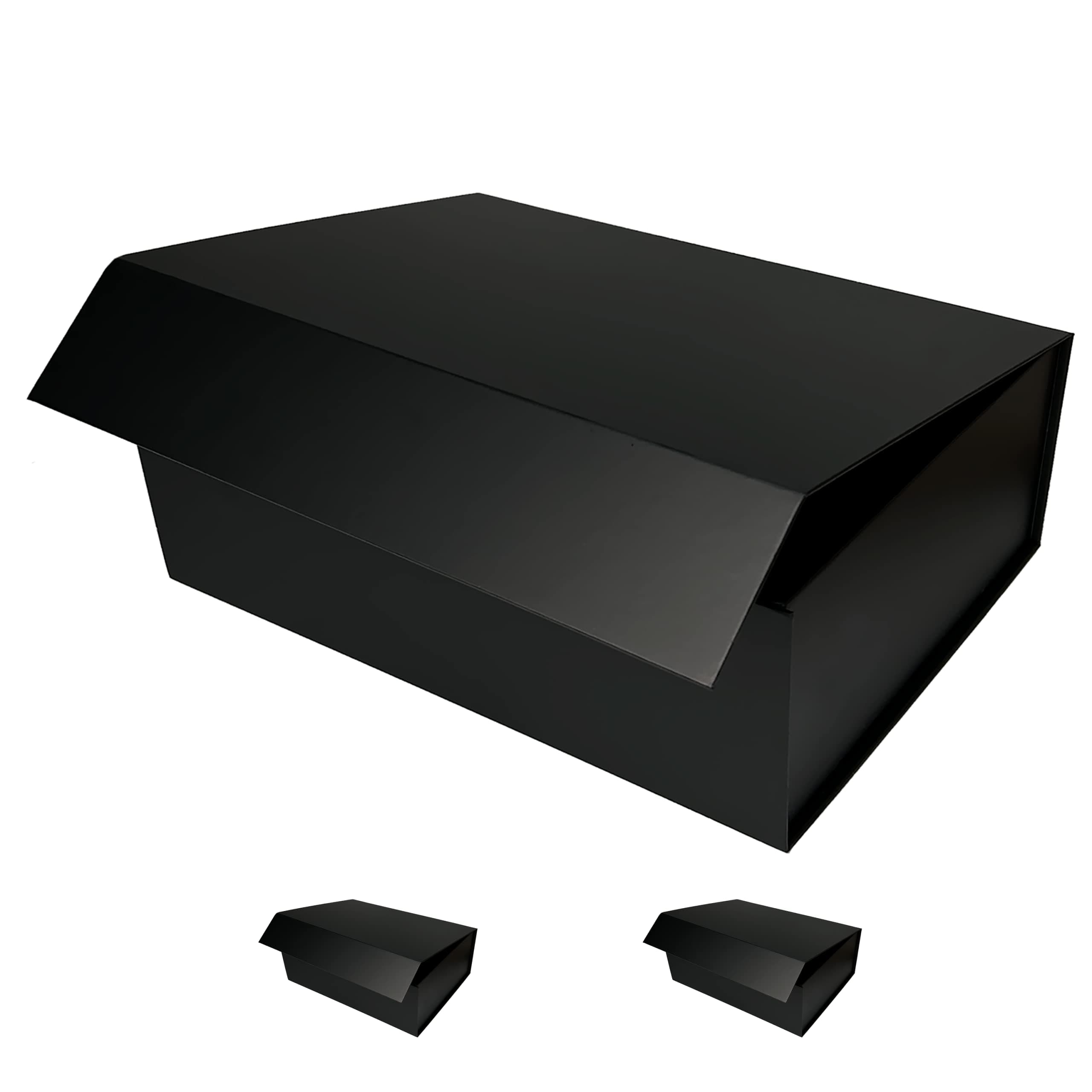 Matte Black Gift Box with Lid | 3 Pack | 12 x 9 x 4 Inch | Magnetic Closure | Multiple use | Decorative Gift or Storage Boxes for Bridesmaid and Groomsmen Proposals, Weddings, Office and More