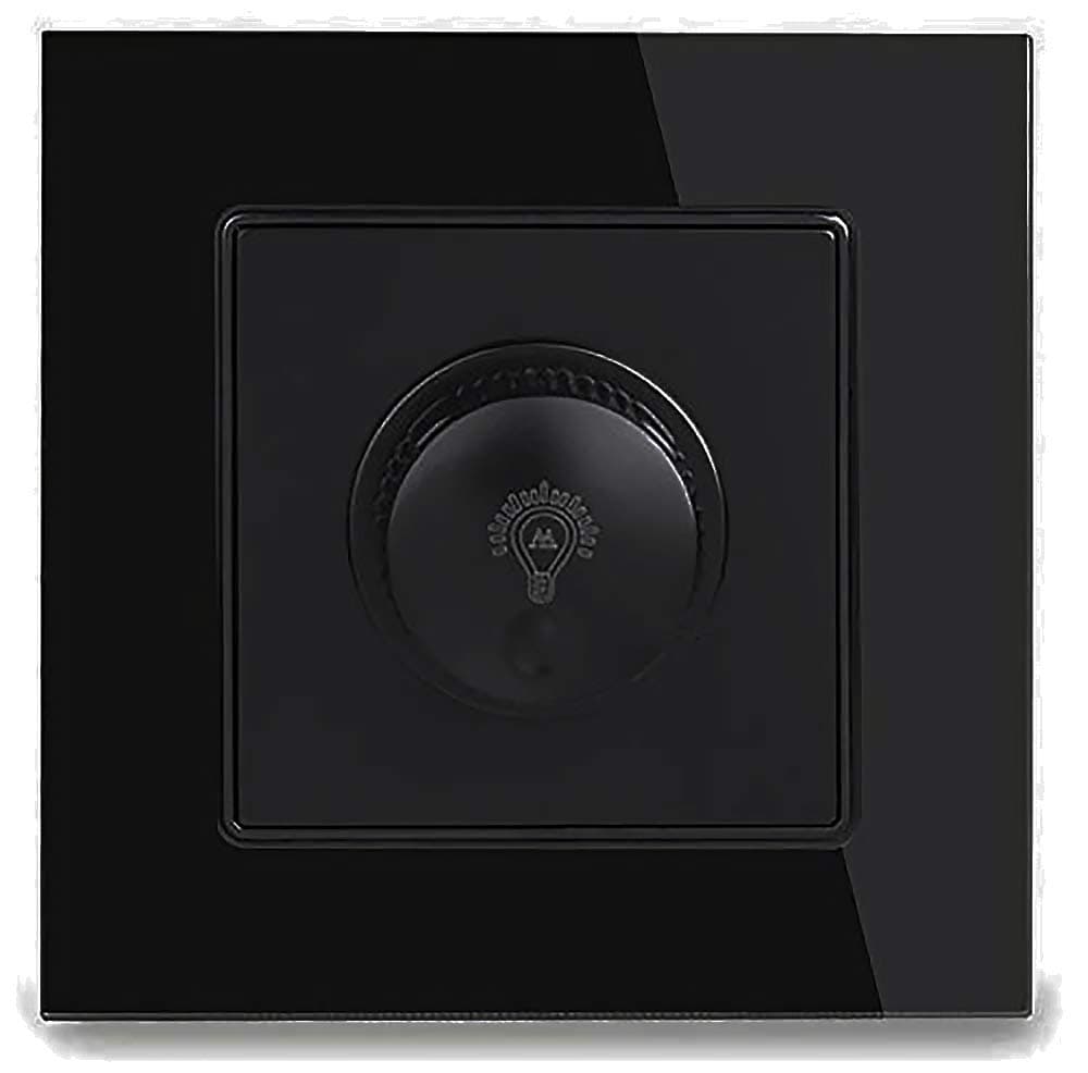 Black Lamp Dimmer Regulator Only for LED Light Bulb Crystal Glass Panel Wall Light Switch 16A 15~300W Brightness Adjustable
