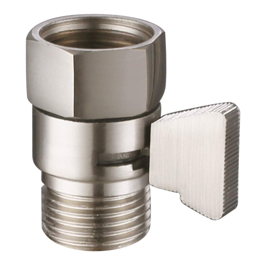 Suyar Shower Flow Control Valve, Brass Handheld Shower Shut Off Valve, Water Volume Adjust Device, Water Pressure Regulator, Shower Flow Restrictor Brushed Nickel