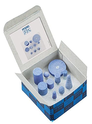 PFERD 39003 10 Piece Ceramic Grain Mounted Point Set, 1/4" Shank, 46 Grit