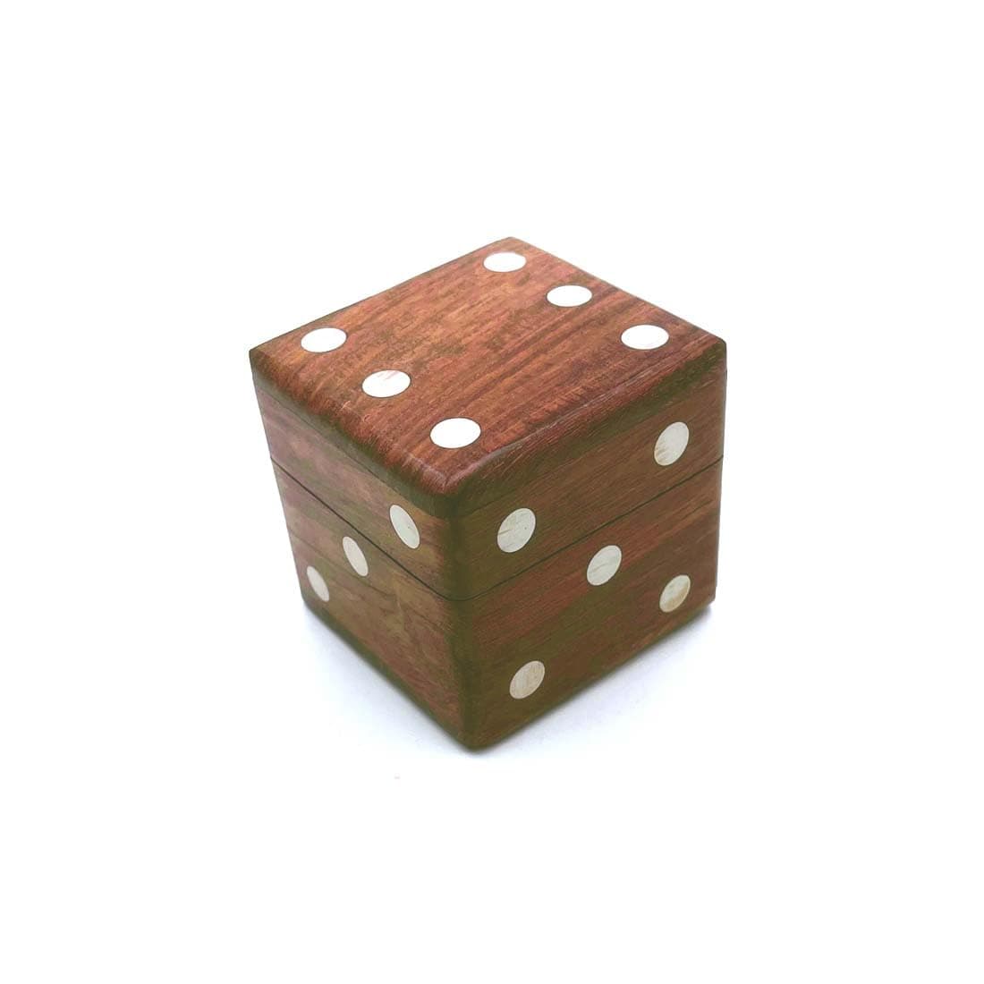 Wooden Cube Set for Ludo - Includes 1 Big Dice and 5 Small Ludo Dice - Natural Wood - Useful for Board Games, Family Fun, and Game Night Essentials (Square White)