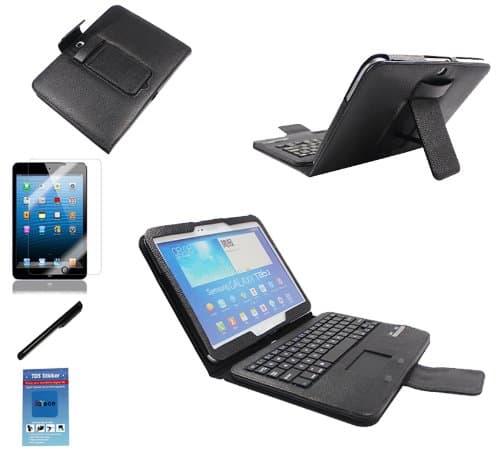 iGrace QWERTY Black PU Leather Detachable Bluetooth Keyboard Cover Case with Touchpad Portfolio Stand Case for Samsung Galaxy Tab 3 10.1 GT-P5200 with 1 Stylus and 1 iGrace Clean Sticker