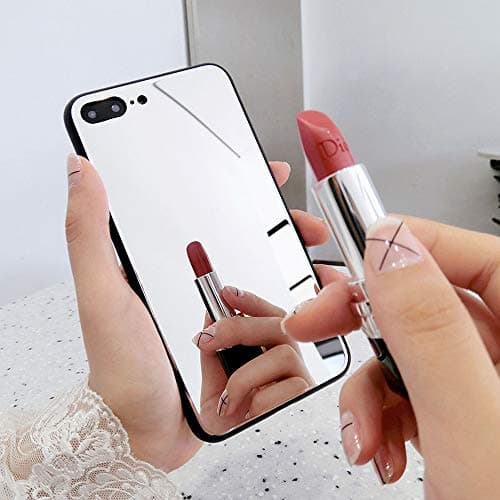 [Updated Version] Real Mirror Case Luxury Clear Back Mirror Shock-Absorption TPU Bumper Case Anti-Scratch Bright Reflection Protective Case Cover for Apple iPhone (6/6s Plus)