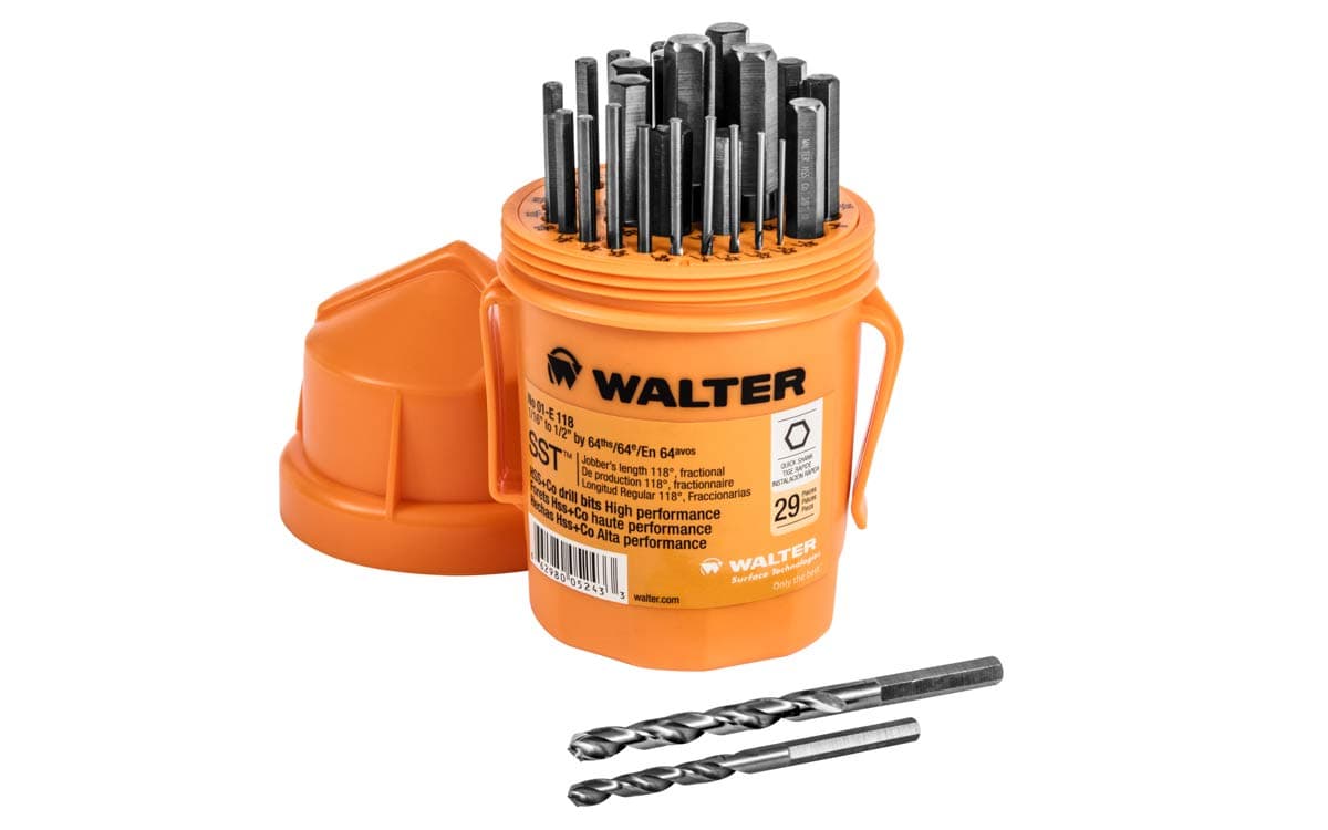 Walter Surface Technologies - 1E+118 01E118 Quick Shank Jobber Length Bits - 29 Piece SST Drill Bit Set with Cobalt Blend. Drilling Tools and Accessories