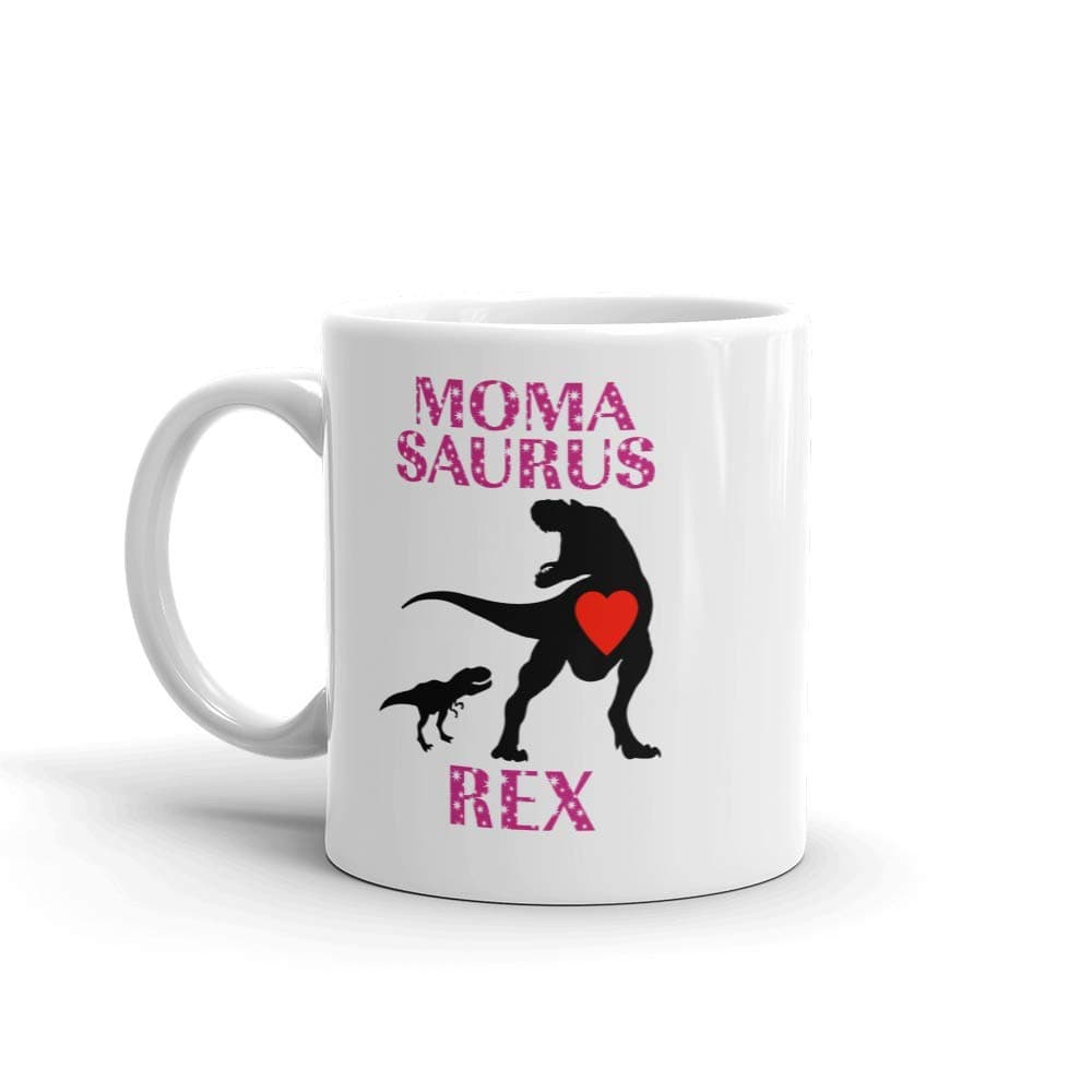 "MomaSaurus Moma Saurus Rex" Dinosaur Ceramic Coffee Mug/Cup (11 oz.) — Birthday Mother's Day Christmas For Mom Mother Grandma