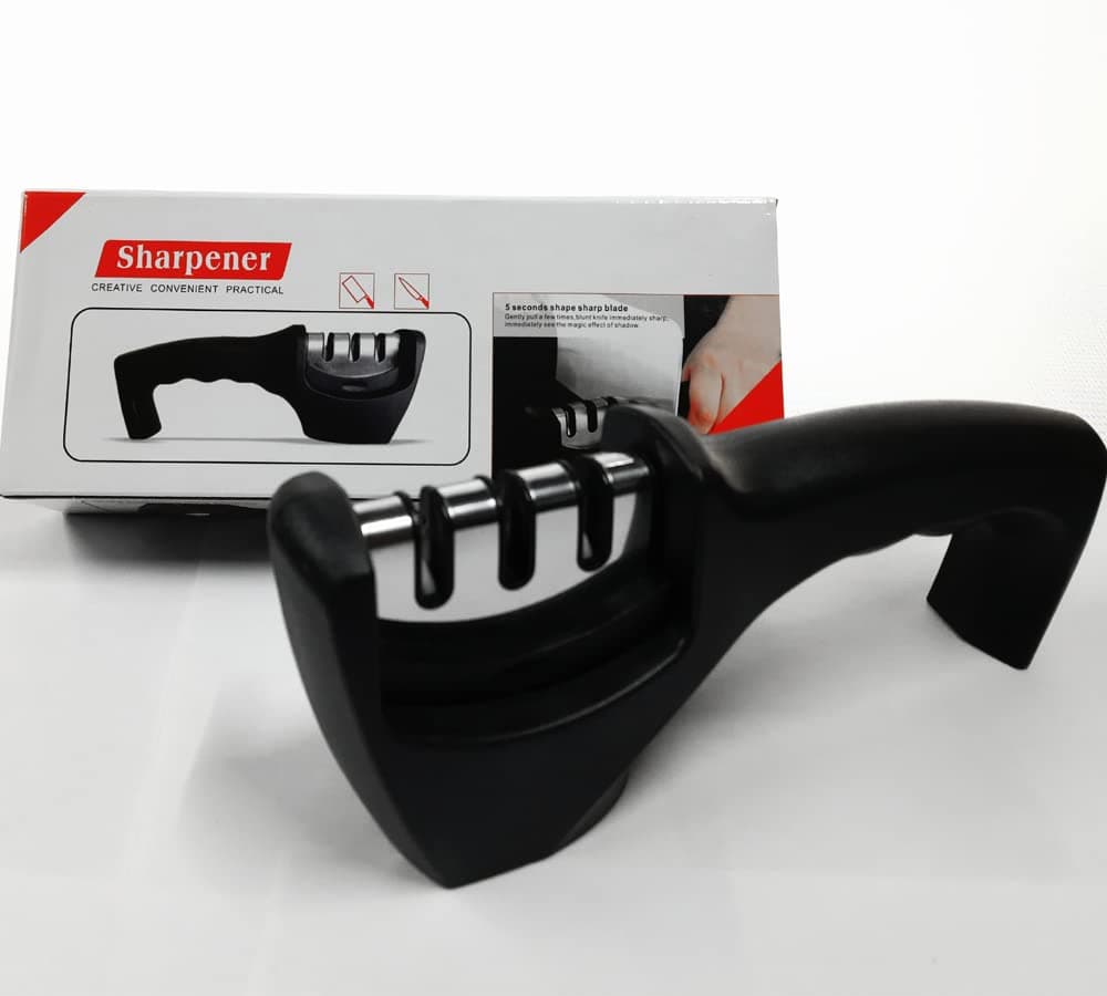 FRIEDERICH Advanced Manual 3 Stage 3 Slot Kitchen Knife Sharpener Tool kit self Knives Shaping, Upgraded Knife Sharpener Hand Tool Ceramic Stone Repair Grinder Dull Black