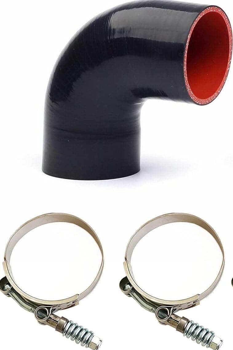 4-Ply High Performance 90 Degree Elbow Reducer Coupler Silicone Hose Length 102mm Wall Thickness 5mm with 2 T-Bolt Clamps (2.5 inch to 2.75 inch)