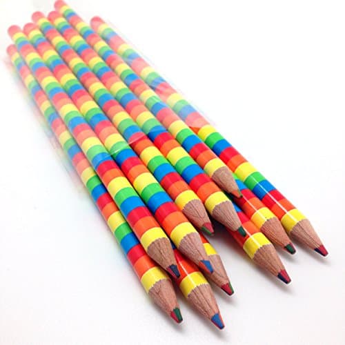 Rainbow Stripe Quad 4-in-1 Colored Pencils (Bundle of 12)