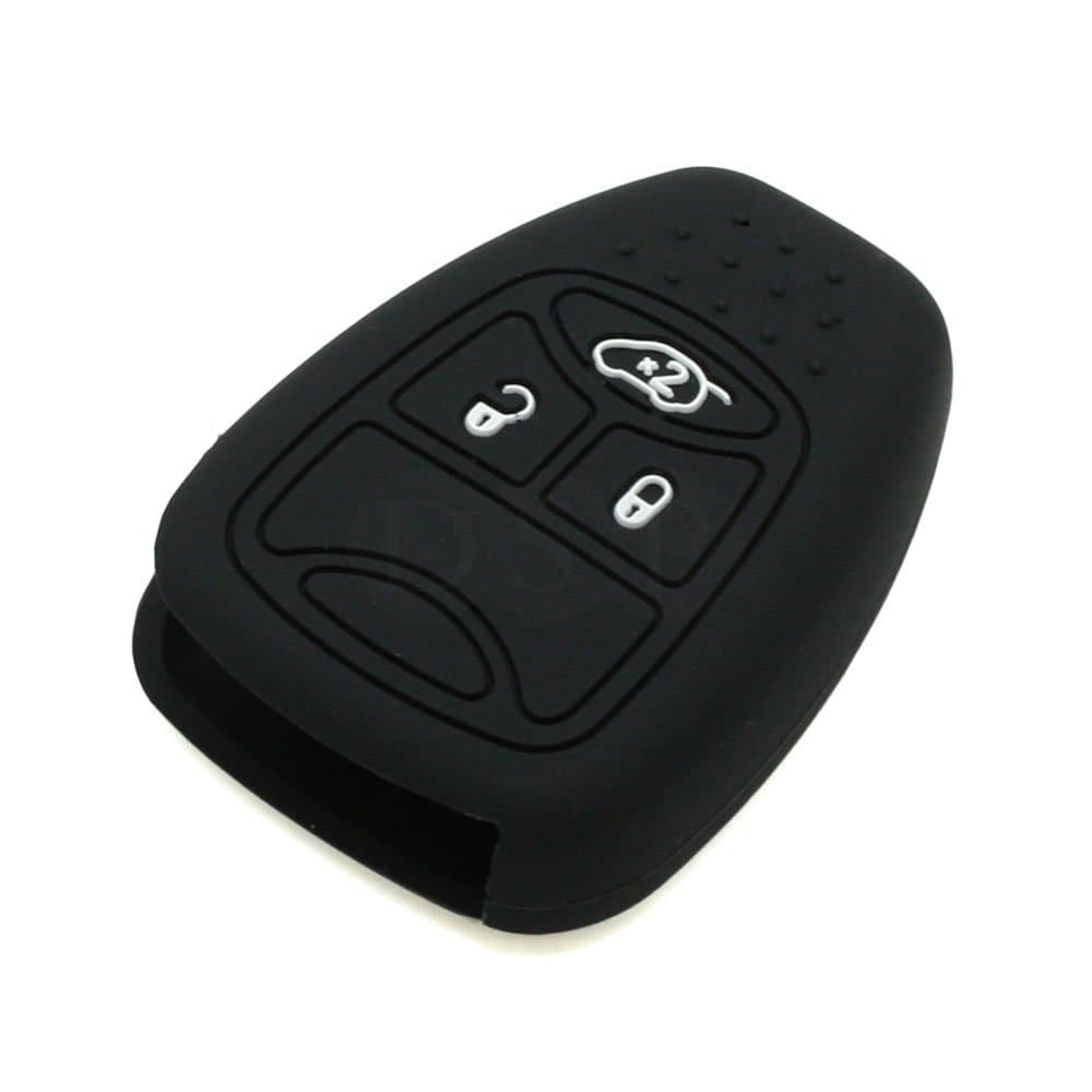 Silicone Cover Protector Case Holder Skin Jacket Compatible with CHRYSLER DODGE JEEP Remote Key Fob CV4751 Black