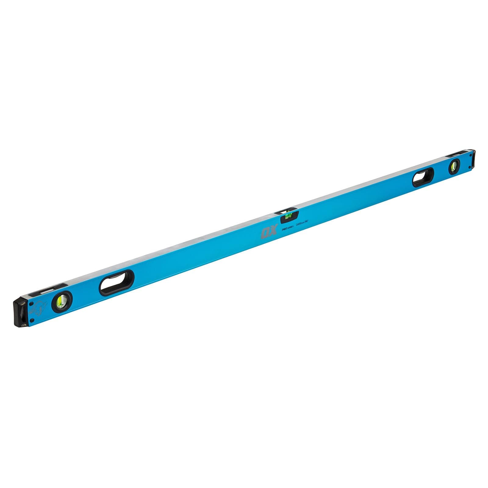 Pro Box 8 Foot Level with Rubber Grip and All Aluminum Construction - 96 Inch Level with Thru Handle and Magnified Vials - Leveler Tool