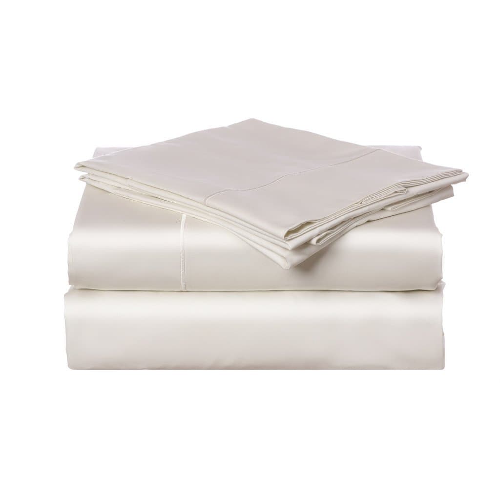 Luxury Designs 600 Thread Count Bedspread 100% Egyptian Cotton Sheet Set Hemstitch 4 Piece Luxurious, Comfortable, Highest Quality Bedding Sateen Weave Queen, Bone White